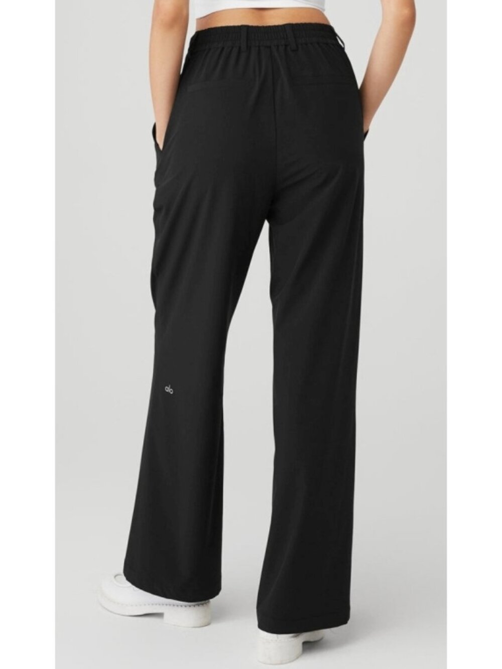 Alo High-Waist Pursuit Trousers Black Wide Leg Hi-Rise Waisted Slacks Pants M - Picture 3 of 17